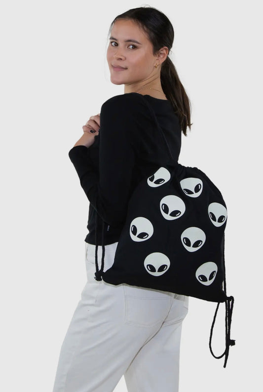 Glow In The Dark Alien Drawstring Backpack