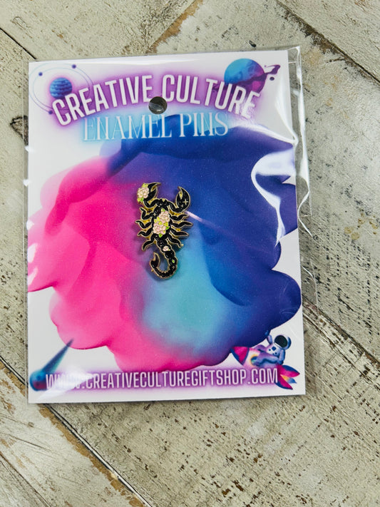 Floral Scorpion Enamel Pin