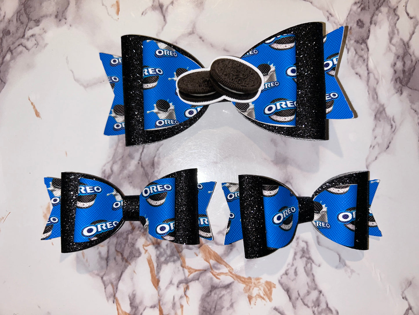 Cookies & Cream Faux Leather Hair Bows