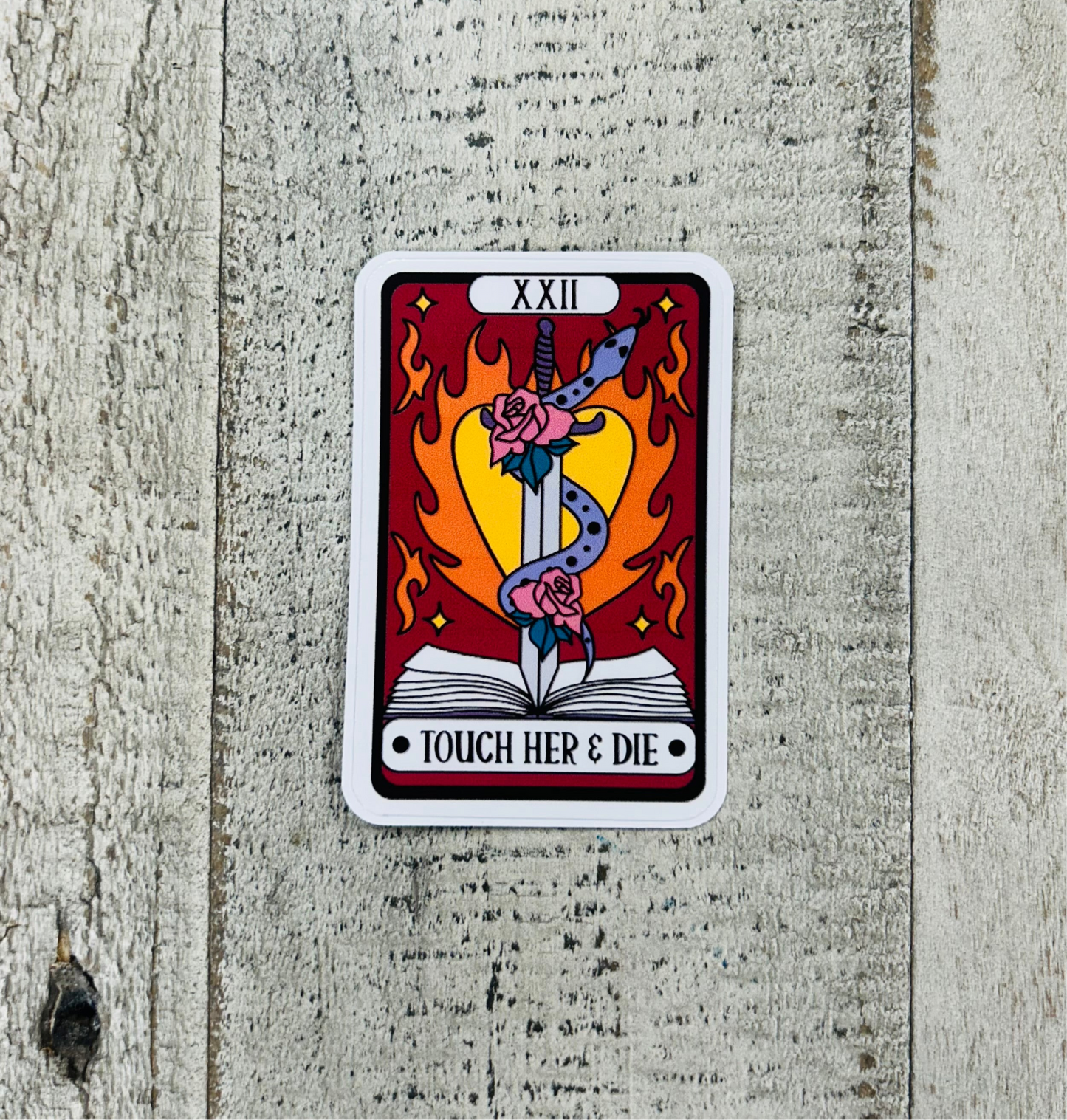 Touch Her & Die Tarot Vinyl Sticker