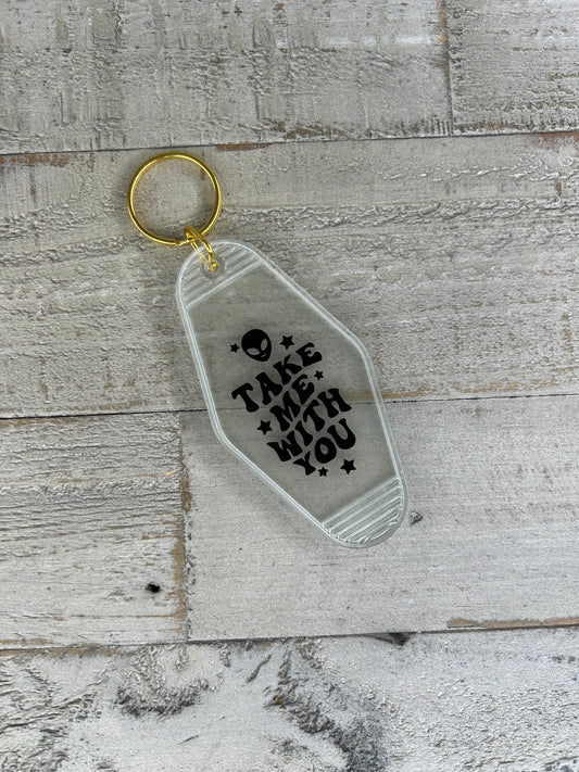 Glow In The Dark Take Me With You Motel Keychain