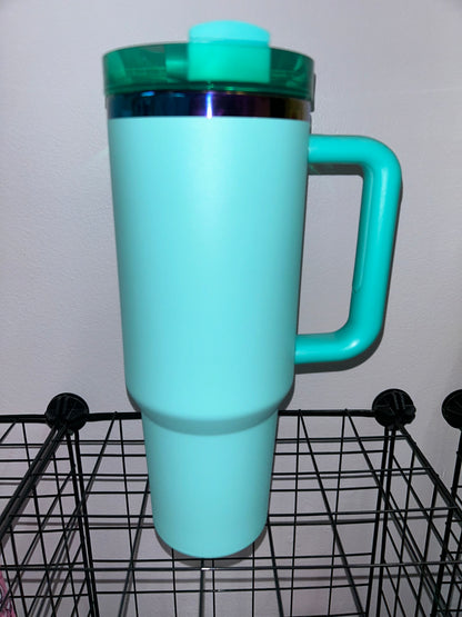 Teal Rainbow 40oz Tumbler With Handle