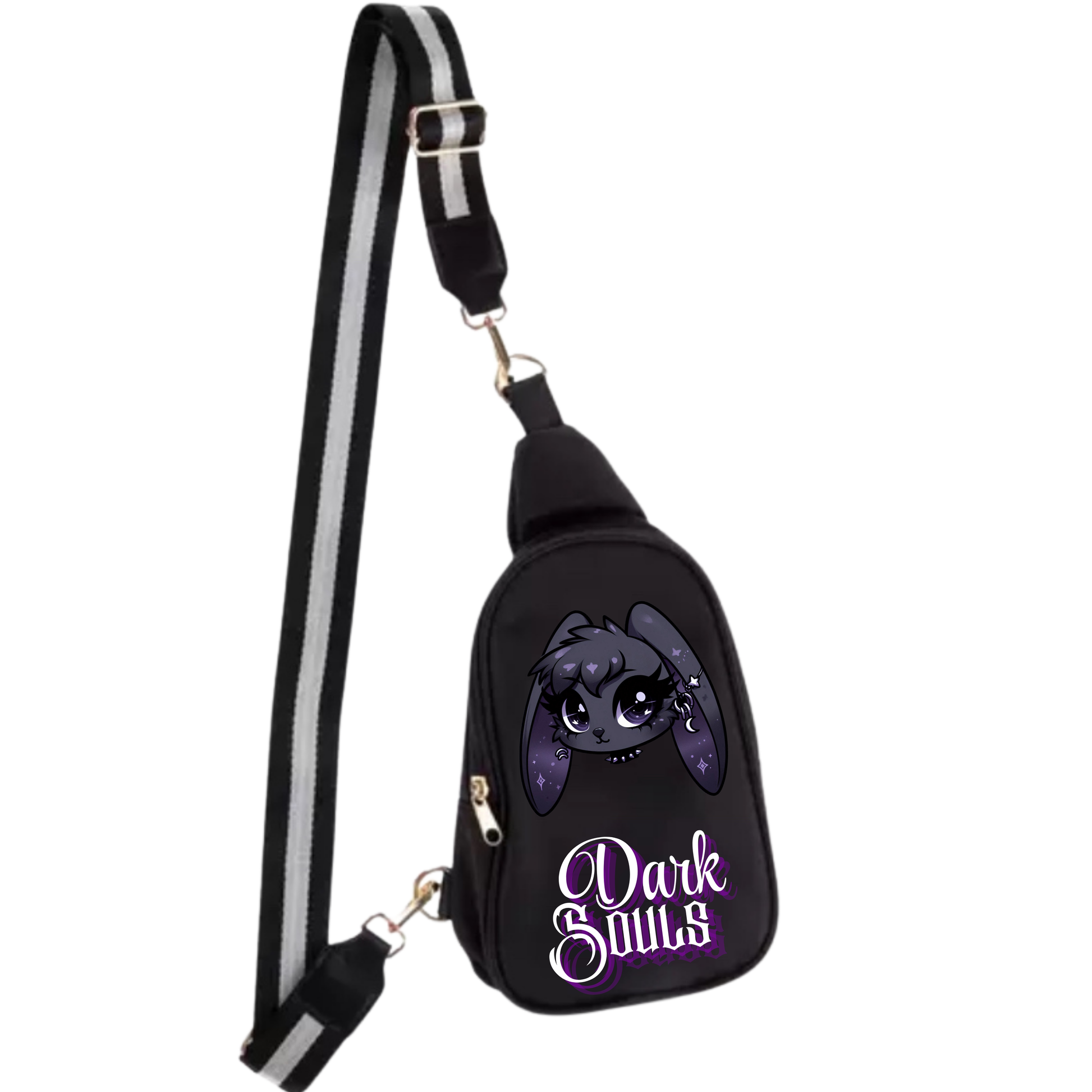 Dark Souls Crossbody Bag with goth bunny Lilith graphic design